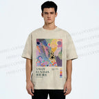 Unisex Yayoi Kusama Dots Graffiti Printed Washed Tee