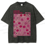 Unisex Yayoi Kusama Pink Dots Printed Washed Tee
