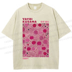 Unisex Yayoi Kusama Pink Dots Printed Washed Tee