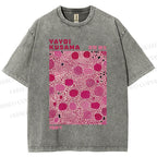 Unisex Yayoi Kusama Pink Dots Printed Washed Tee