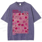 Unisex Yayoi Kusama Pink Dots Printed Washed Tee