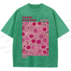 Unisex Yayoi Kusama Pink Dots Printed Washed Tee