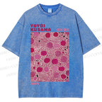 Unisex Yayoi Kusama Pink Dots Printed Washed Tee