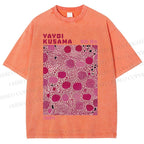 Unisex Yayoi Kusama Pink Dots Printed Washed Tee