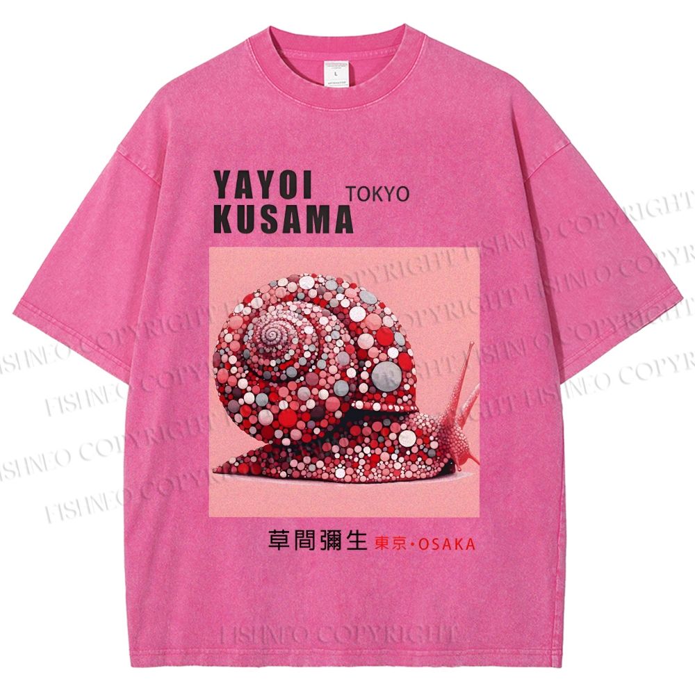 Unisex Yayoi Kusama Polka Dot Snail Printed Washed Tee