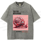 Unisex Yayoi Kusama Polka Dot Snail Printed Washed Tee