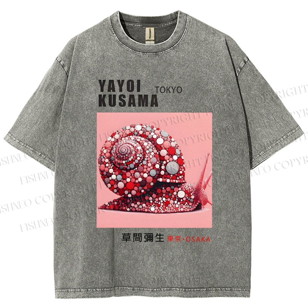 Unisex Yayoi Kusama Polka Dot Snail Printed Washed Tee