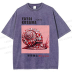 Unisex Yayoi Kusama Polka Dot Snail Printed Washed Tee