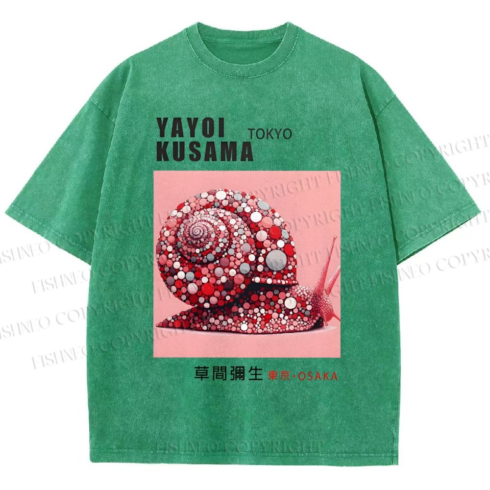 Unisex Yayoi Kusama Polka Dot Snail Printed Washed Tee