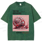 Unisex Yayoi Kusama Polka Dot Snail Printed Washed Tee