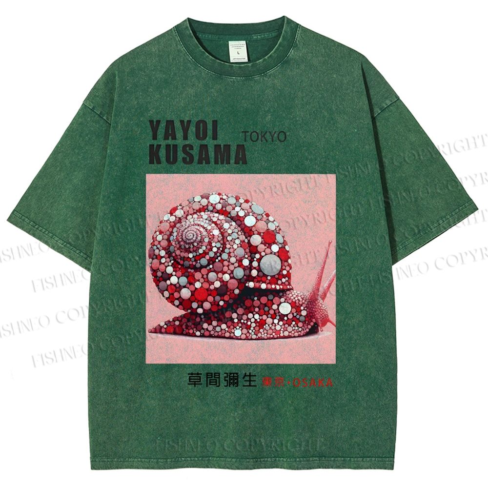 Unisex Yayoi Kusama Polka Dot Snail Printed Washed Tee