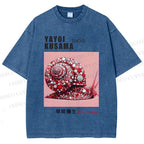 Unisex Yayoi Kusama Polka Dot Snail Printed Washed Tee