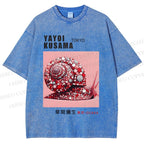 Unisex Yayoi Kusama Polka Dot Snail Printed Washed Tee