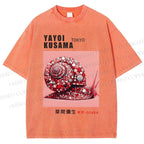 Unisex Yayoi Kusama Polka Dot Snail Printed Washed Tee
