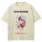 Unisex Yayoi Kusama Flowers Fish Printed Washed Tee