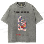 Unisex Yayoi Kusama Flowers Fish Printed Washed Tee