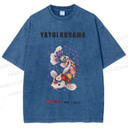 Unisex Yayoi Kusama Flowers Fish Printed Washed Tee