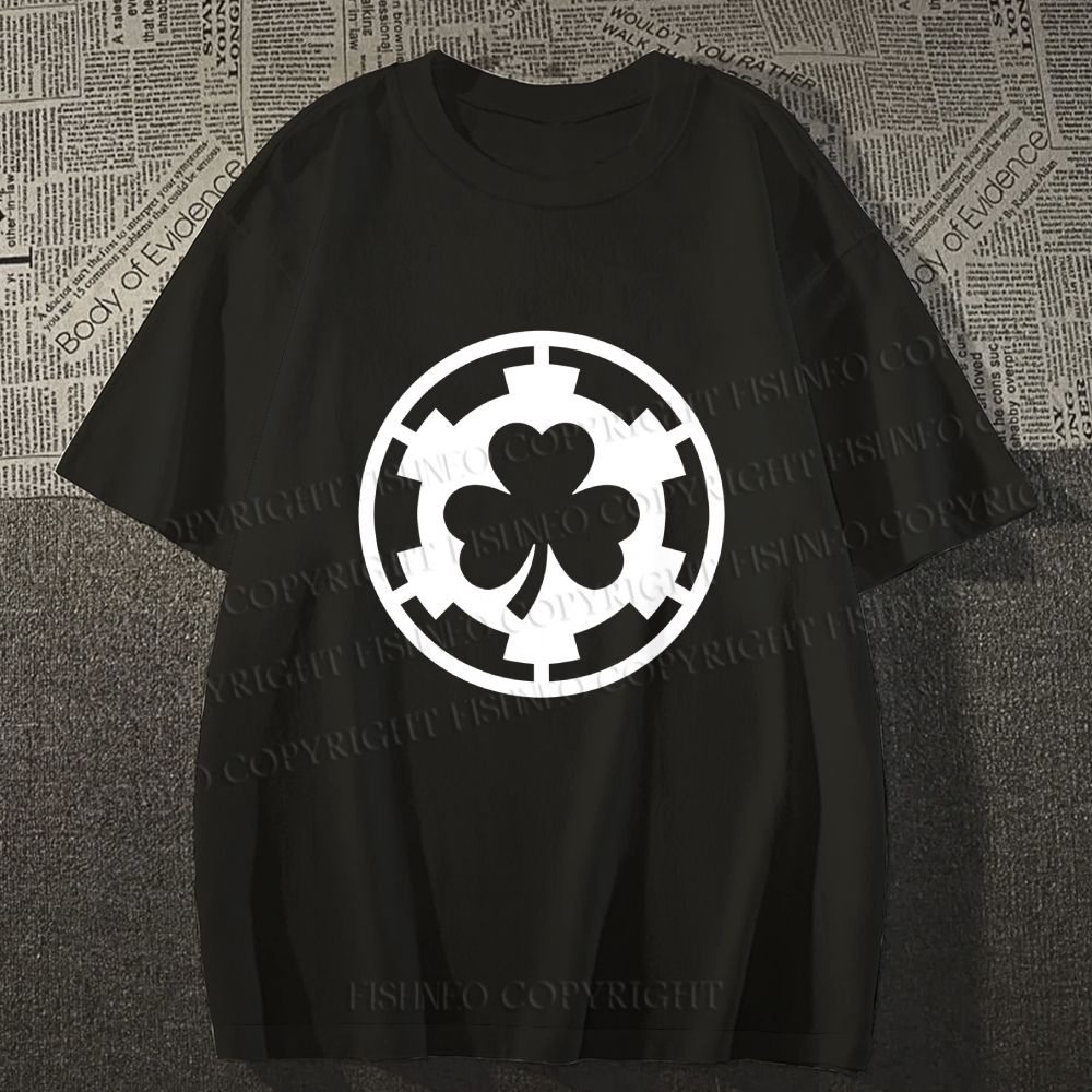 Unisex Classic Cotton Four-Leaf Clover Printed Folded T-shirt
