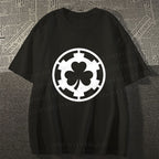Unisex Classic Cotton Four-Leaf Clover Printed Folded T-shirt