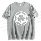 Unisex Classic Cotton Four-Leaf Clover Printed Folded T-shirt