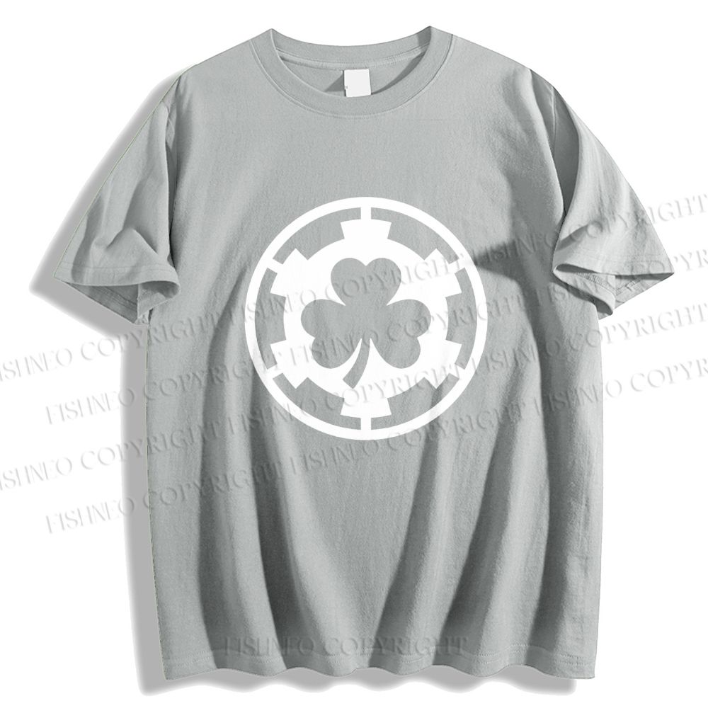 Unisex Classic Cotton Four-Leaf Clover Printed Folded T-shirt