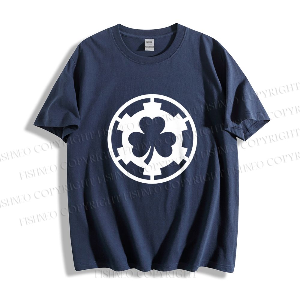 Unisex Classic Cotton Four-Leaf Clover Printed Folded T-shirt