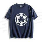 Unisex Classic Cotton Four-Leaf Clover Printed Folded T-shirt