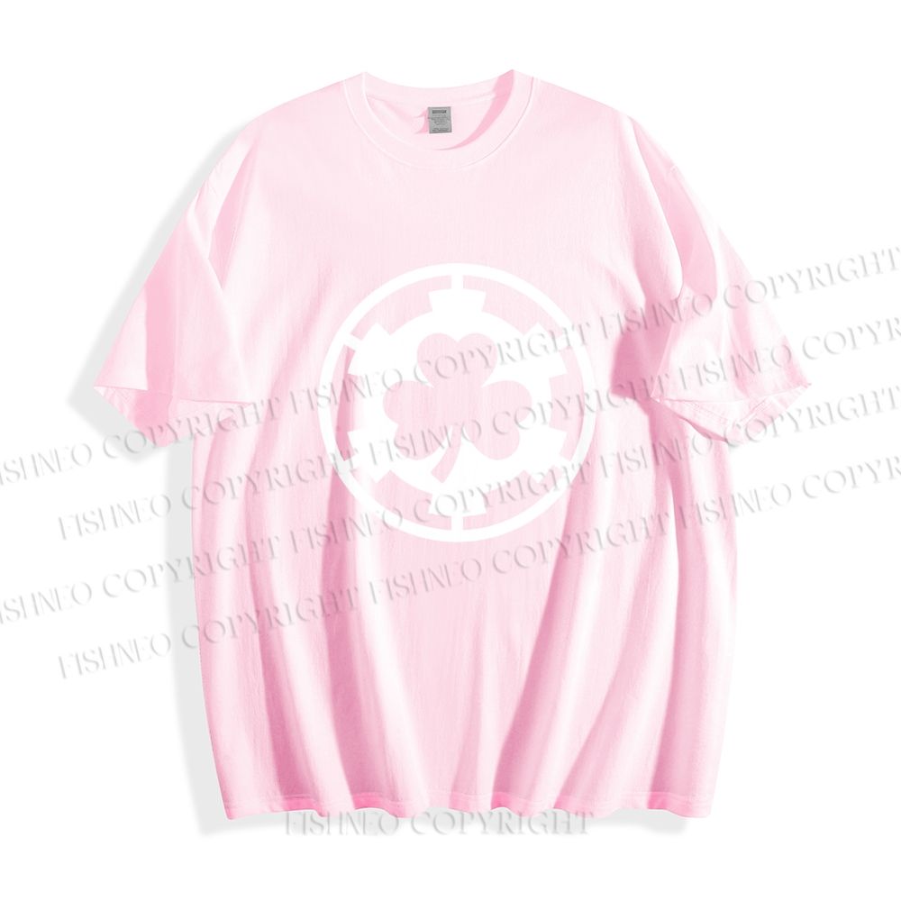 Unisex Classic Cotton Four-Leaf Clover Printed Folded T-shirt