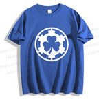 Unisex Classic Cotton Four-Leaf Clover Printed Folded T-shirt