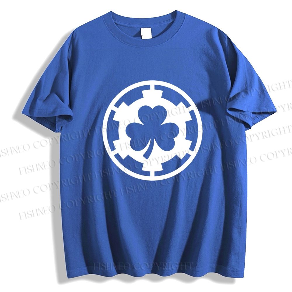 Unisex Classic Cotton Four-Leaf Clover Printed Folded T-shirt