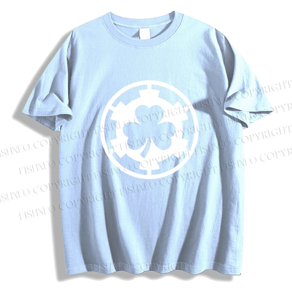 Unisex Classic Cotton Four-Leaf Clover Printed Folded T-shirt