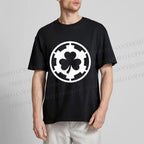 Unisex Classic Cotton Four-Leaf Clover Printed Folded T-shirt