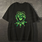 Unisex Classic Cotton Four-Leaf Clover Frog Printed Folded T-shirt