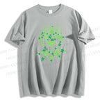 Unisex Classic Cotton Four-Leaf Clover Frog Printed Folded T-shirt