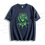 Unisex Classic Cotton Four-Leaf Clover Frog Printed Folded T-shirt