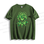 Unisex Classic Cotton Four-Leaf Clover Frog Printed Folded T-shirt
