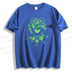 Unisex Classic Cotton Four-Leaf Clover Frog Printed Folded T-shirt