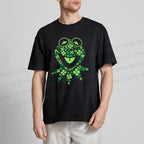 Unisex Classic Cotton Four-Leaf Clover Frog Printed Folded T-shirt