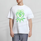 Unisex Classic Cotton Four-Leaf Clover Frog Printed Folded T-shirt