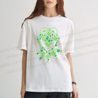 Unisex Classic Cotton Four-Leaf Clover Frog Printed Folded T-shirt