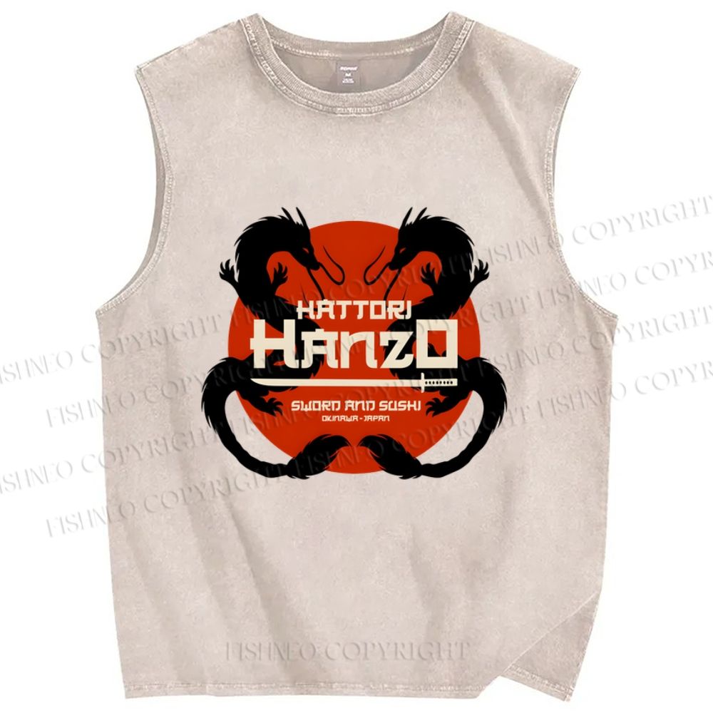 Unisex Hattori Hanzo Printed Washed Tank Top
