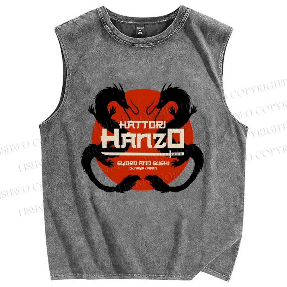 Unisex Hattori Hanzo Printed Washed Tank Top