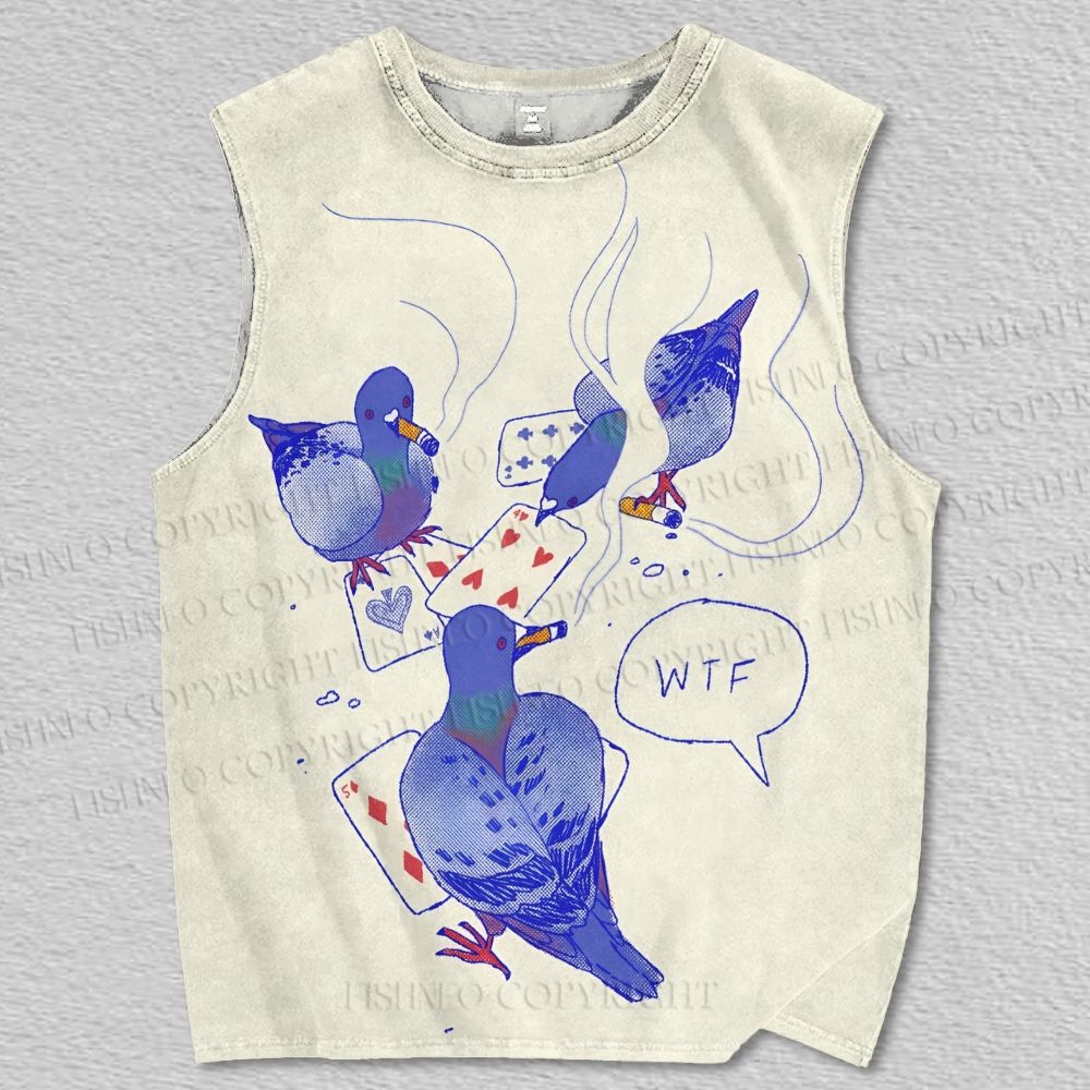 Unisex Playing Cards Pigeons Printed Tank Top