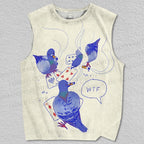 Unisex Playing Cards Pigeons Printed Tank Top