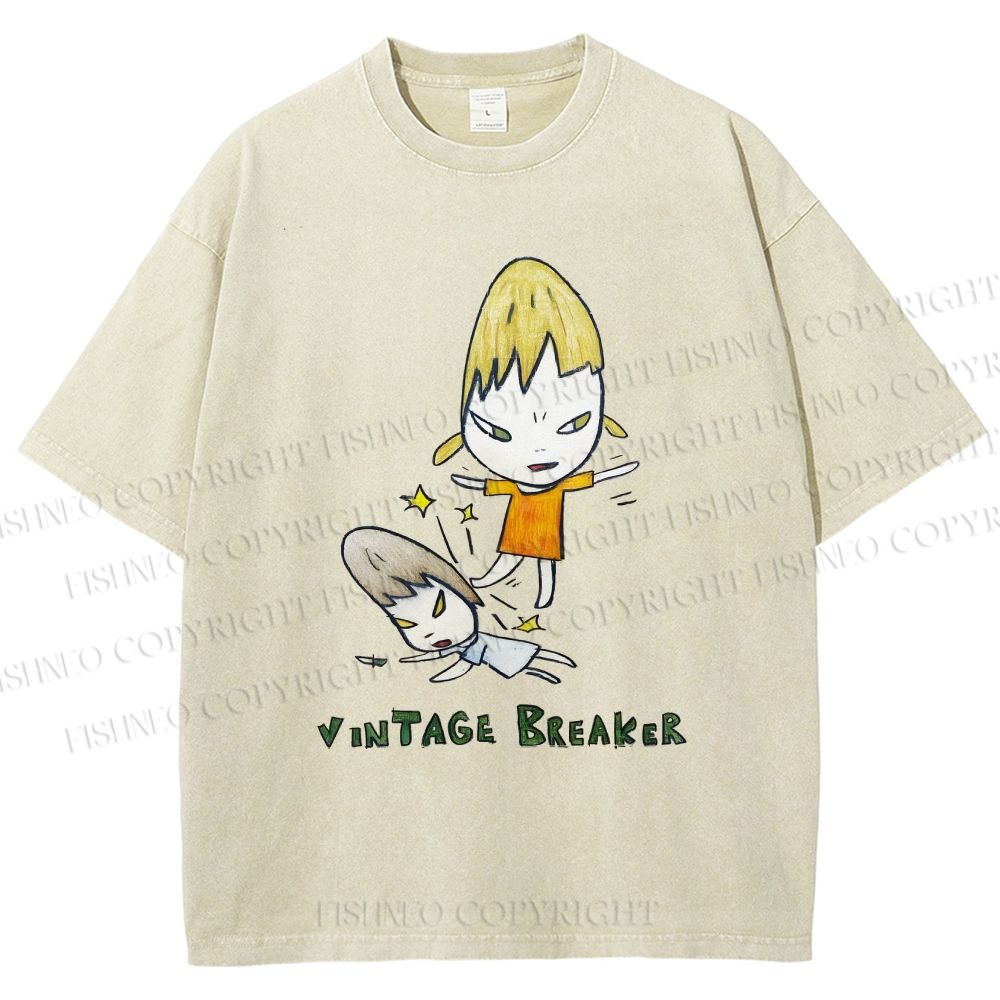 Unisex Yoshitomo Nara Vintage Breaker Printed Washed Tee