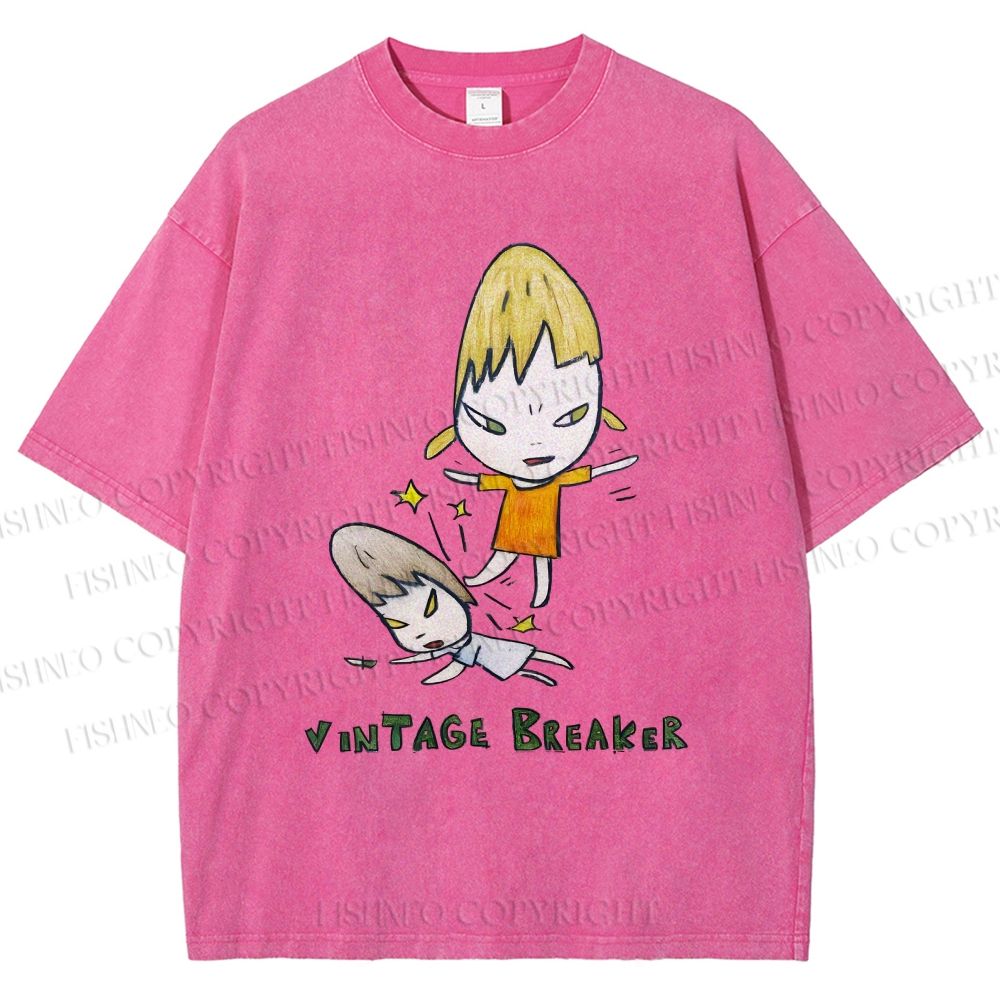 Unisex Yoshitomo Nara Vintage Breaker Printed Washed Tee