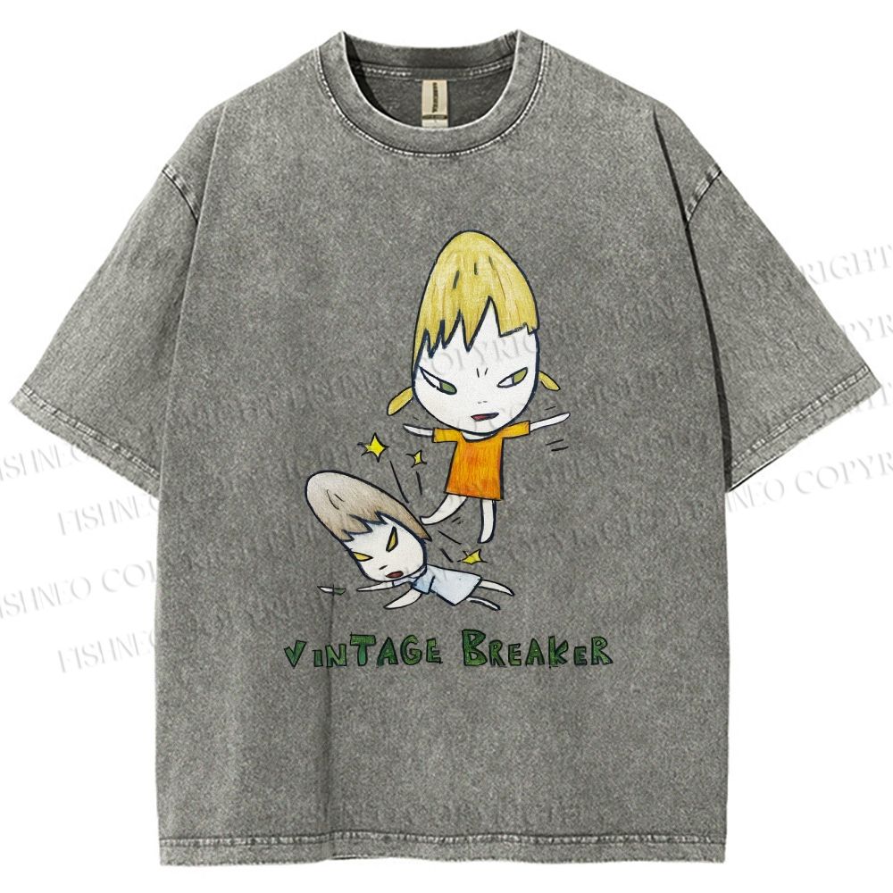 Unisex Yoshitomo Nara Vintage Breaker Printed Washed Tee