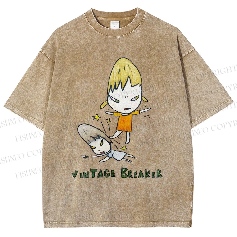 Unisex Yoshitomo Nara Vintage Breaker Printed Washed Tee