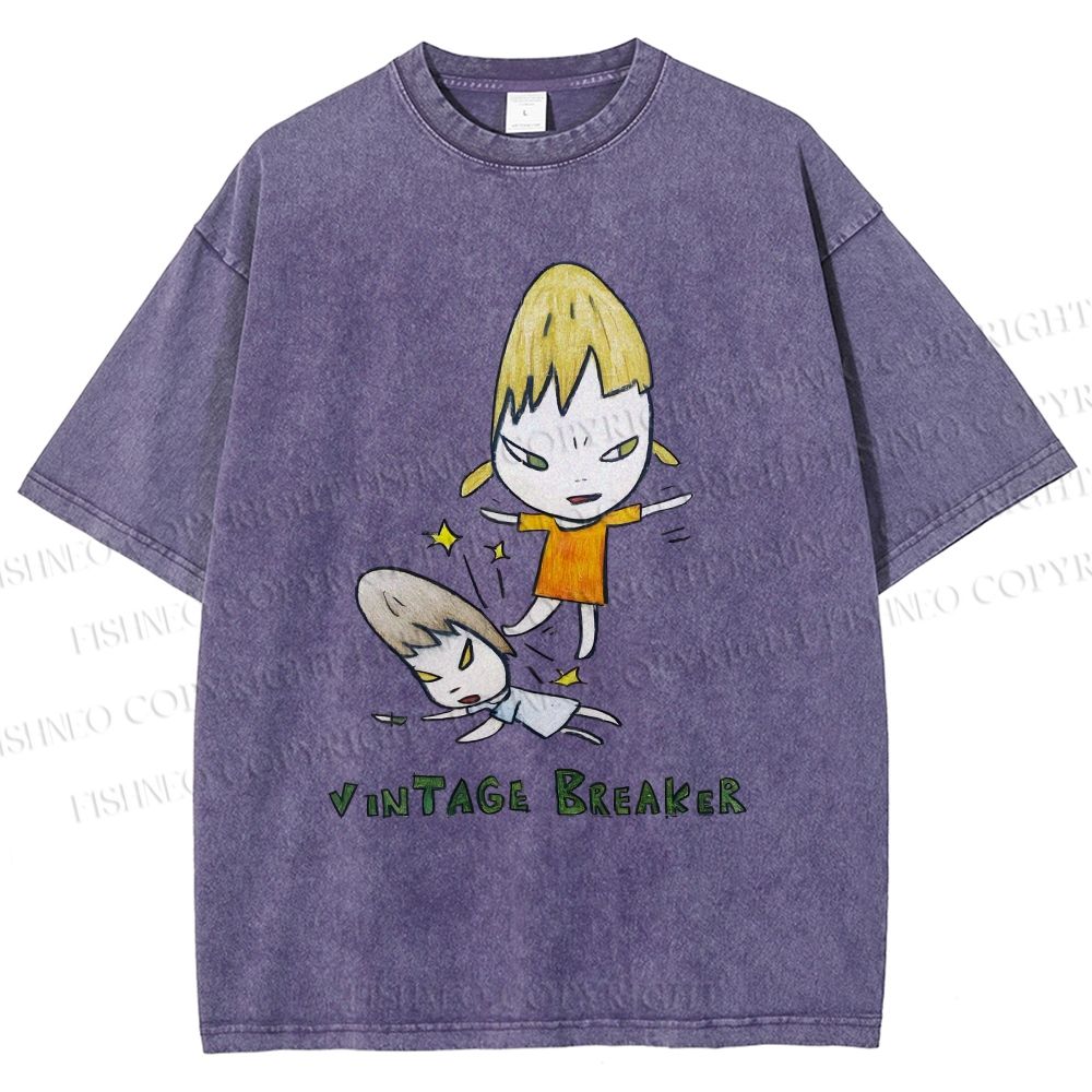 Unisex Yoshitomo Nara Vintage Breaker Printed Washed Tee