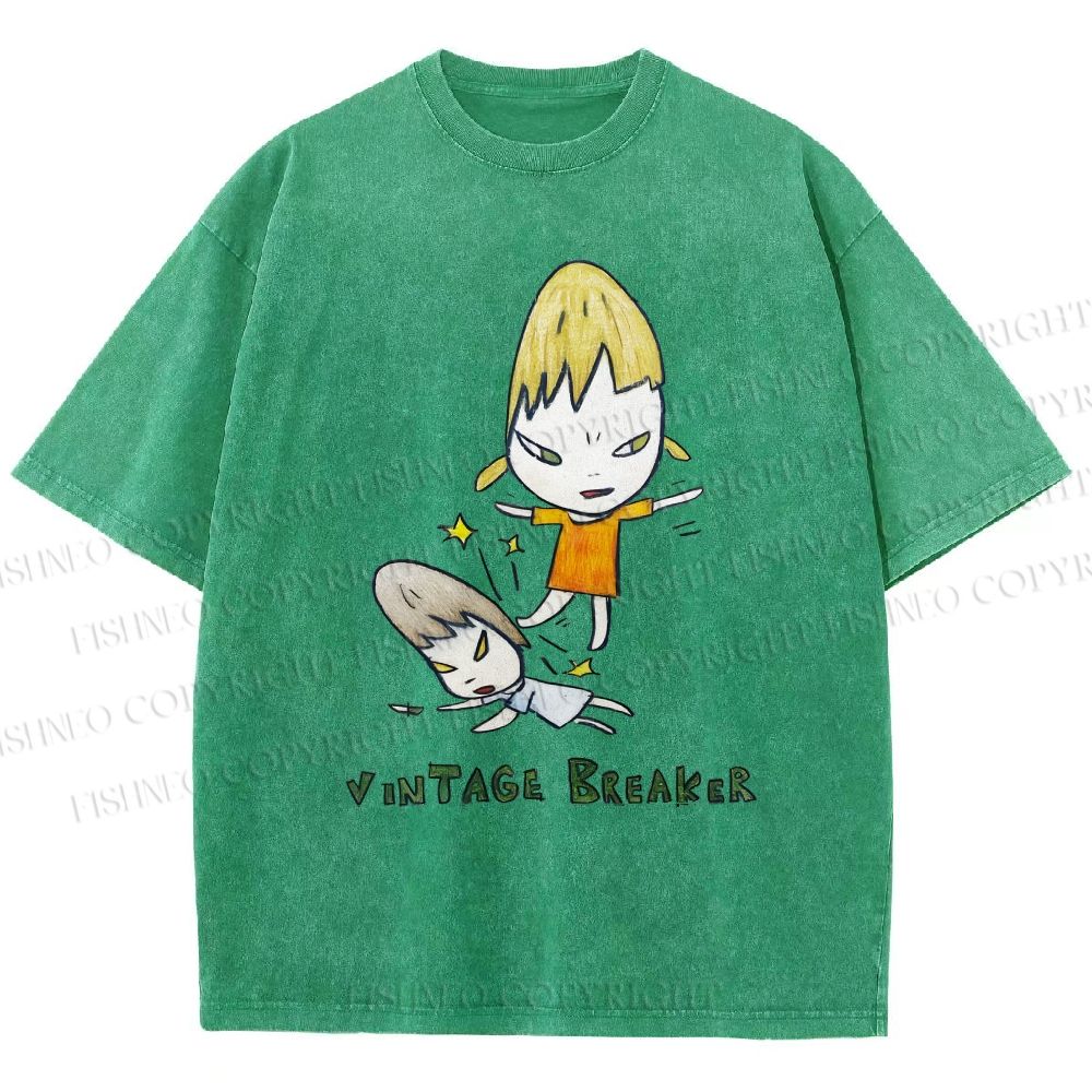 Unisex Yoshitomo Nara Vintage Breaker Printed Washed Tee